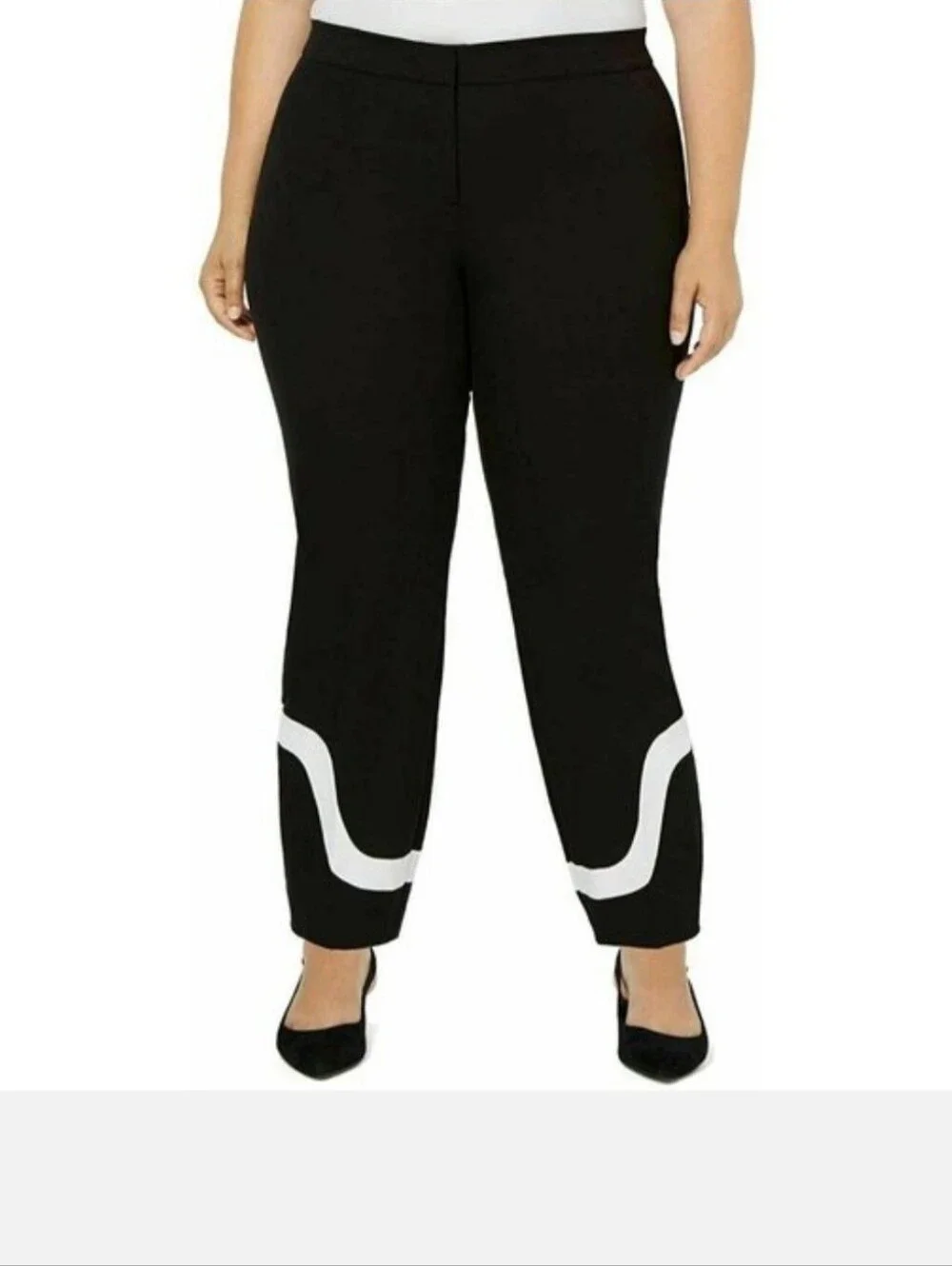Alfani Black and White Skinny Leg Comfort Waist Ankle Pants Size 16W NWT